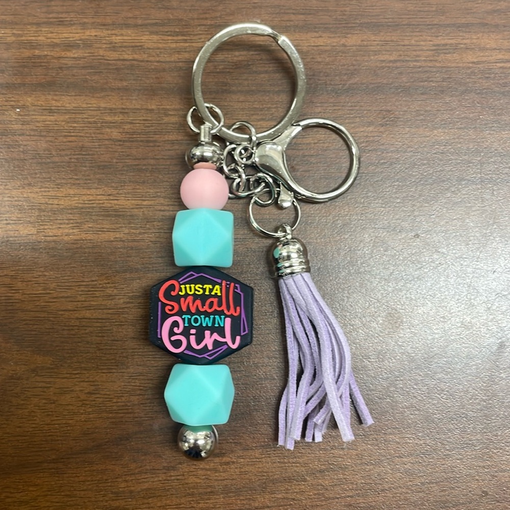 Handcrafted silicone bead keychain